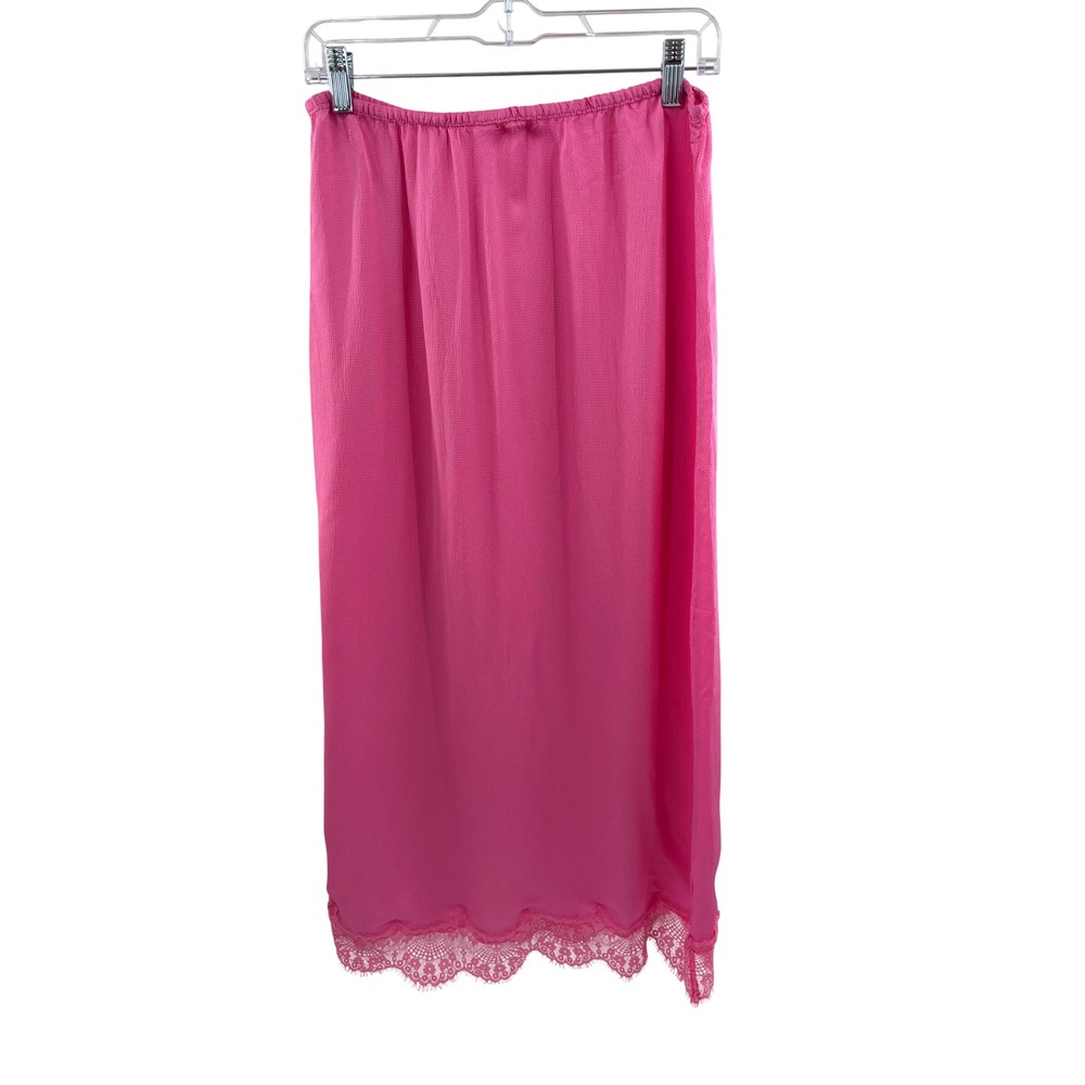 Aerie Womens Pink Lace Trim Midi Skirt Elastic Waist Side Slit Size Medium - Picture 3 of 3
